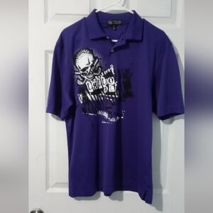 Vibrant Purple Polo with Striking Graphic Design